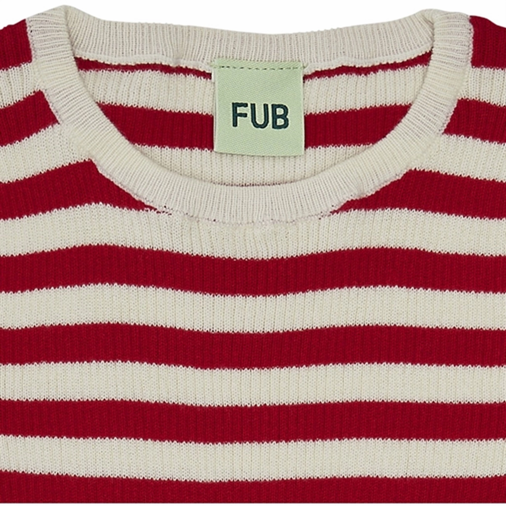 FUB Rib T-Shirt Ecru/Bright Red casual top Anti Pilling Treatment