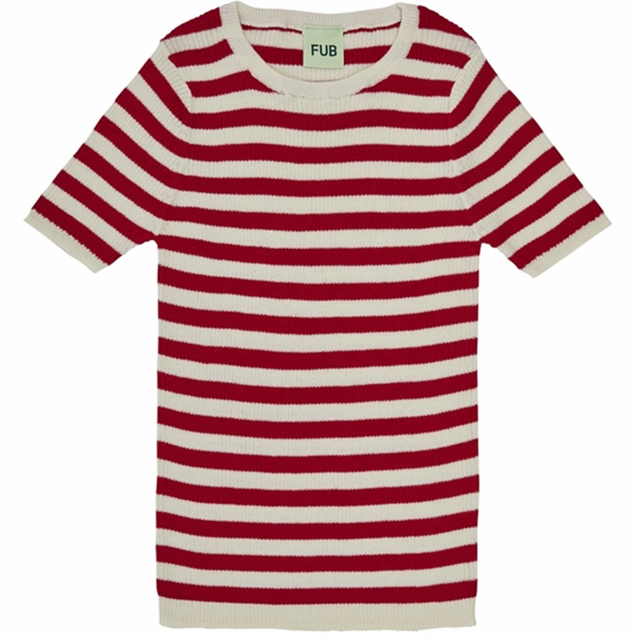 FUB Rib T-Shirt Ecru/Bright Red hypoallergenic material High Density Cotton