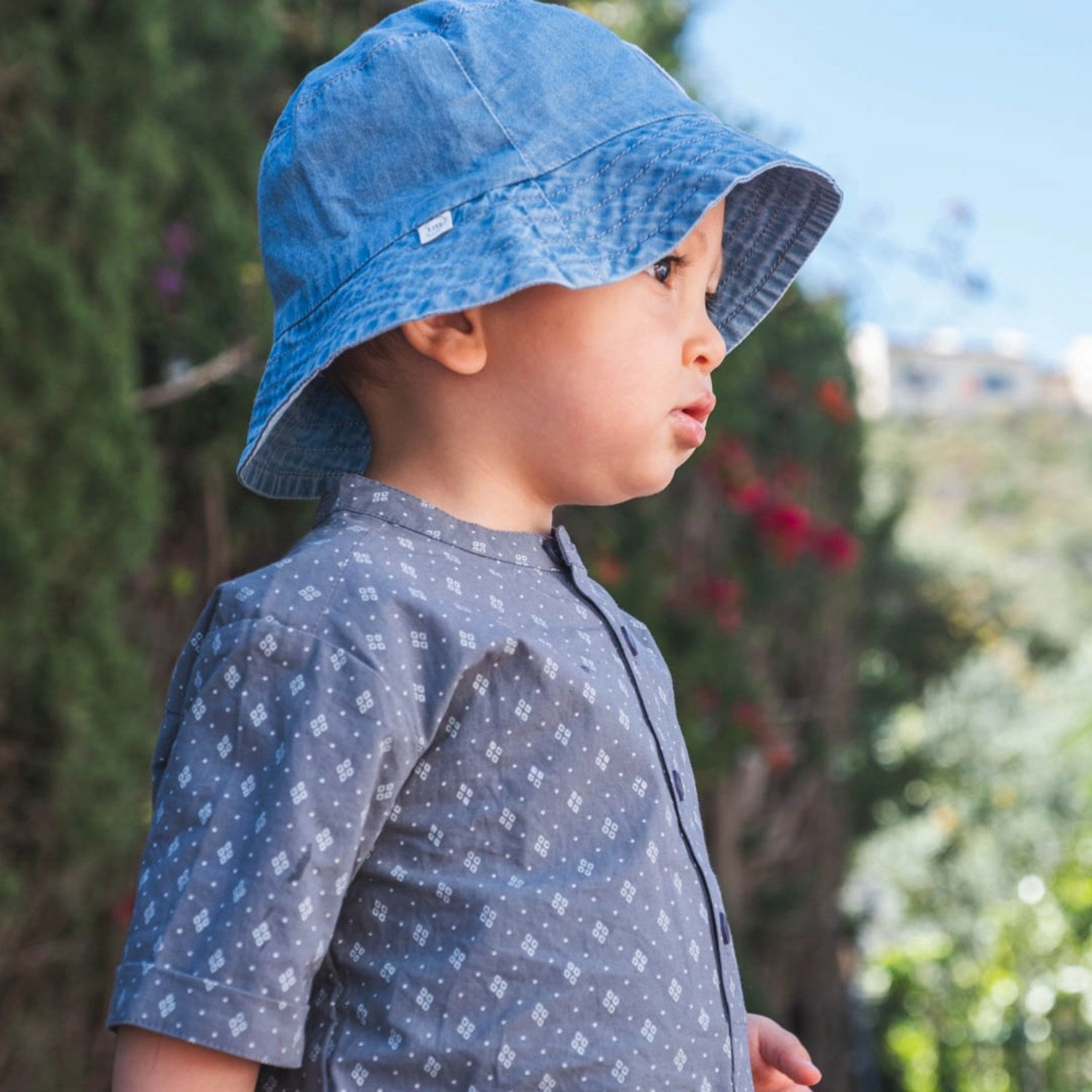 That's Mine Brilliant Blue Rune Shirt Split hem Classic Collar