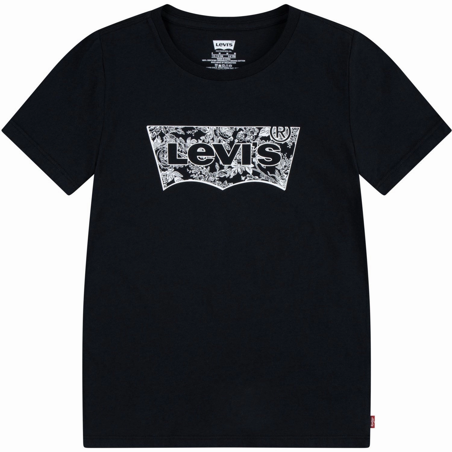 Levi's BLACK Floral Batwing Tee Ultra Soft Texture Stylish and Comfortable