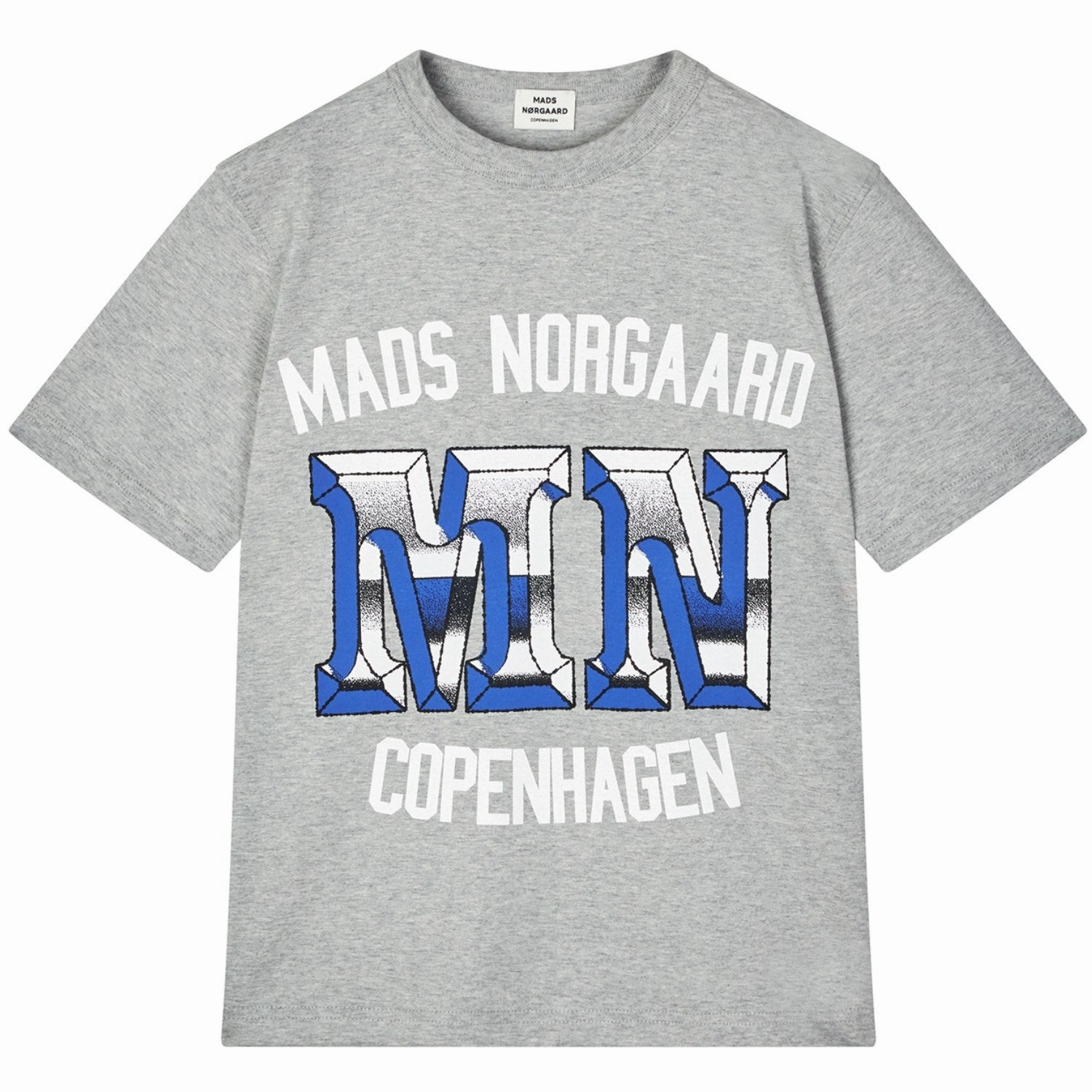 Mads N?rgaard Light Grey Melange Printed Tee Theo T-shirt Soft and Cozy Thermoregulating Fabric