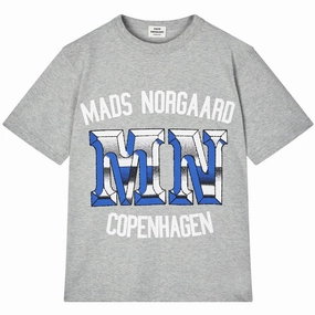 Outdoor Sports Thermoregulating Fabric Mads N?rgaard Light Grey Melange Printed Tee Theo T-shirt