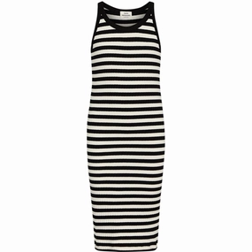 Mads N?rgaard 5x5 Classic Stripe Carnile Dress Black/Vanilla Ice Casual Pick Trendy pick