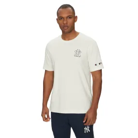 Chic Comfort Style No Fade Technology Champion maglietta manica corta da uomo con logo NY e scritta sul retro New York Yenkees 221037 WW049 bianco