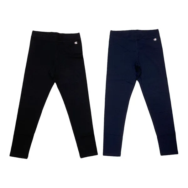 Champion Pantalone sportivo da donna 115083 KK002 NBK/NNY confezione da 2 pezzi 1 nero e 1 blu DoubleLayeredKnees