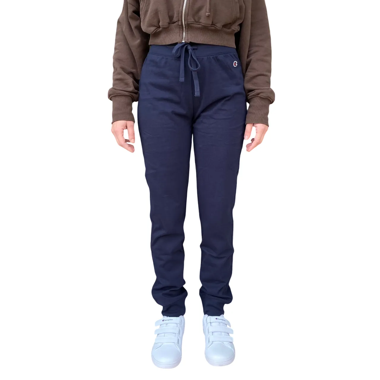 Champion pantalone sportivo da donna con polsino 118095 BS501 blu applique venue fictional