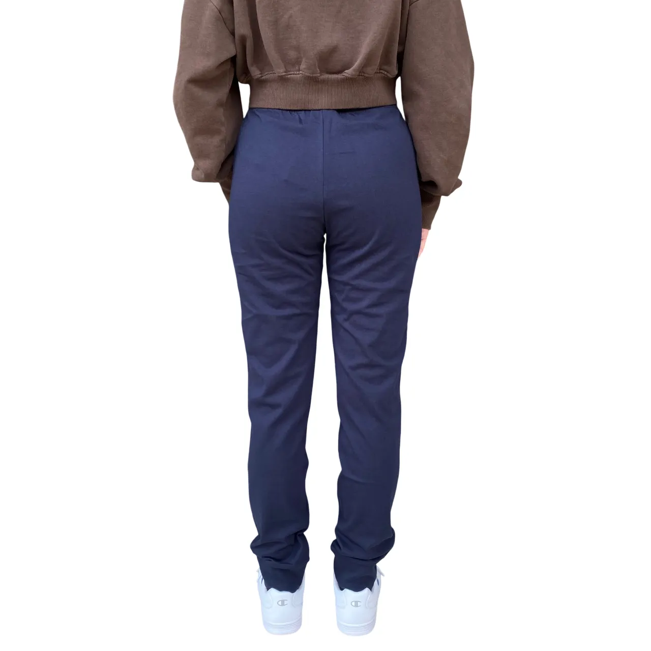 Champion pantalone sportivo da donna con polsino 118095 BS501 blu Flatlock stitching Sporty Layers