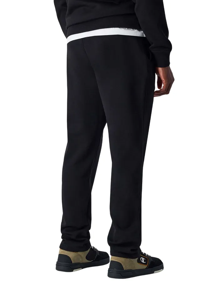 Champion pantalone sportivo da uomo con orlo diritto 220294 KK001 nero BreathableMaterial