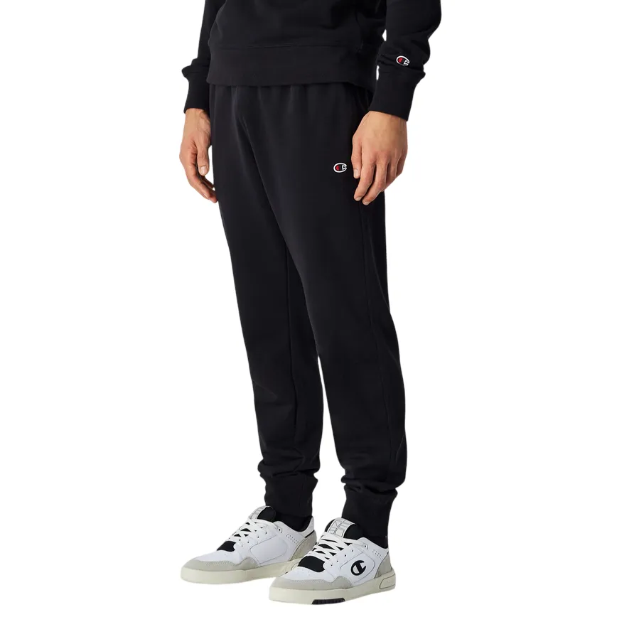Champion pantalone sportivo da uomo  con polsino a coste alla caviglia Jogger slim fit 220733-KK001 nero Airy Feel FlameRetardantTreatment