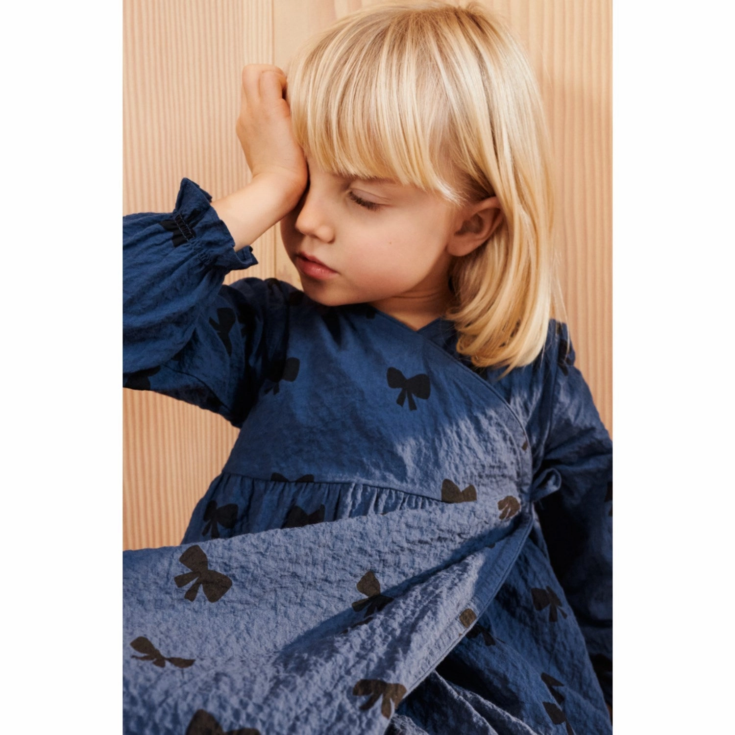 LieWood Bow / Indigo Blue Cleo Printed Dress Lightweight Piece Linen Vibe