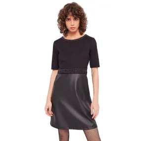 Chic Balance Off-Shoulder Gaud?? vestito manica corta con borchie da donna 321BD14003 2001 nero