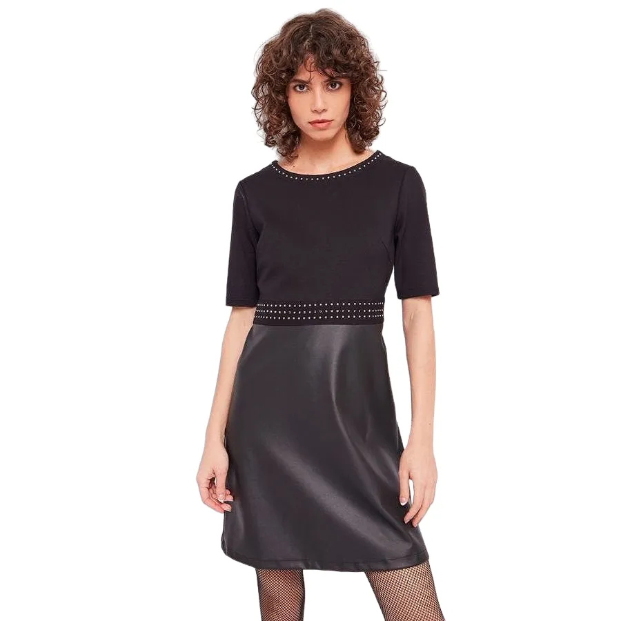 Chic Balance Off-Shoulder Gaud?? vestito manica corta con borchie da donna 321BD14003 2001 nero