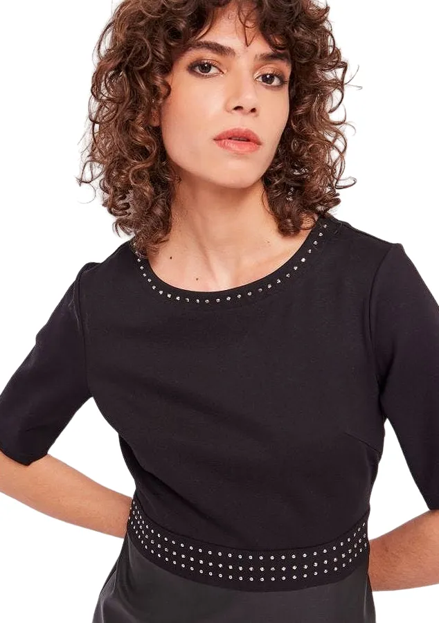 Gaud?? vestito manica corta con borchie da donna 321BD14003 2001 nero Cozy Comfort Sleek Touch