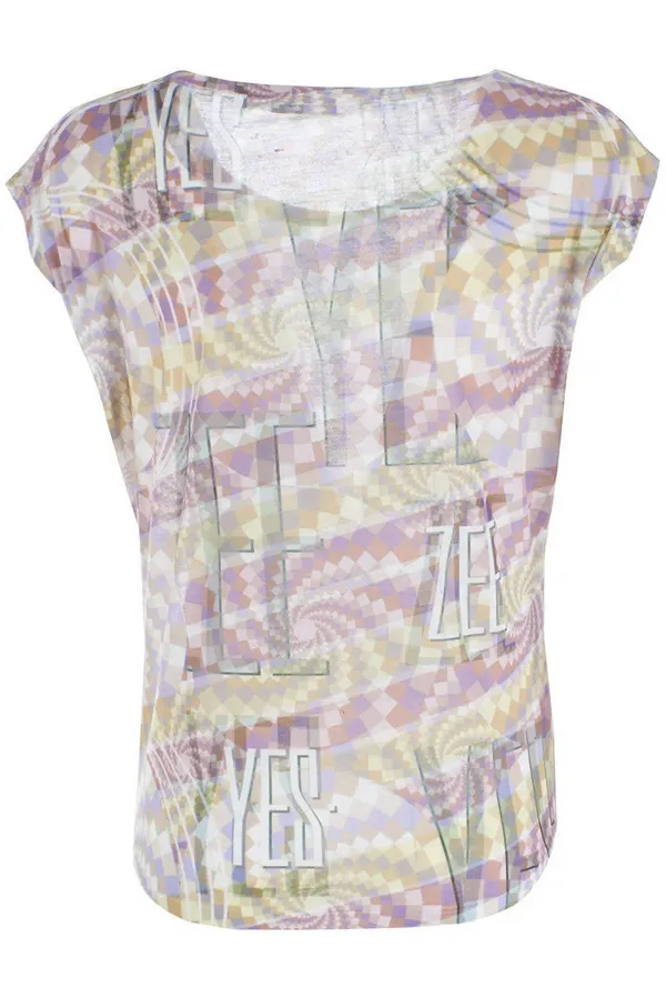 Yes Zee T-shirt da donna smanicata T235-Y102-2001 fantasia Fun Style