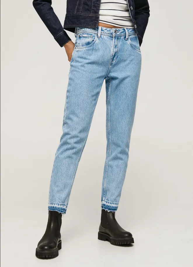 Pepe Jeans pantalone jeans da donna Violet Mom Carrot vestibilit?? a vita alta PL204176PD4R blu chiaro Barrel Waist ThermalRegulation