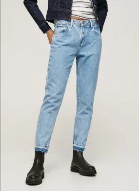 Pepe Jeans pantalone jeans da donna Violet Mom Carrot vestibilit?? a vita alta PL204176PD4R blu chiaro Barrel Waist ThermalRegulation