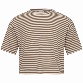 Sofie Schnoor Beige Striped T-Shirt Stylish Wearable