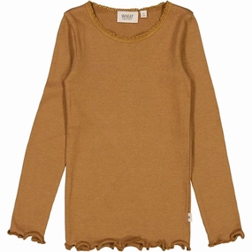 Wheat Caramel Rib Lace Blouse mix and match