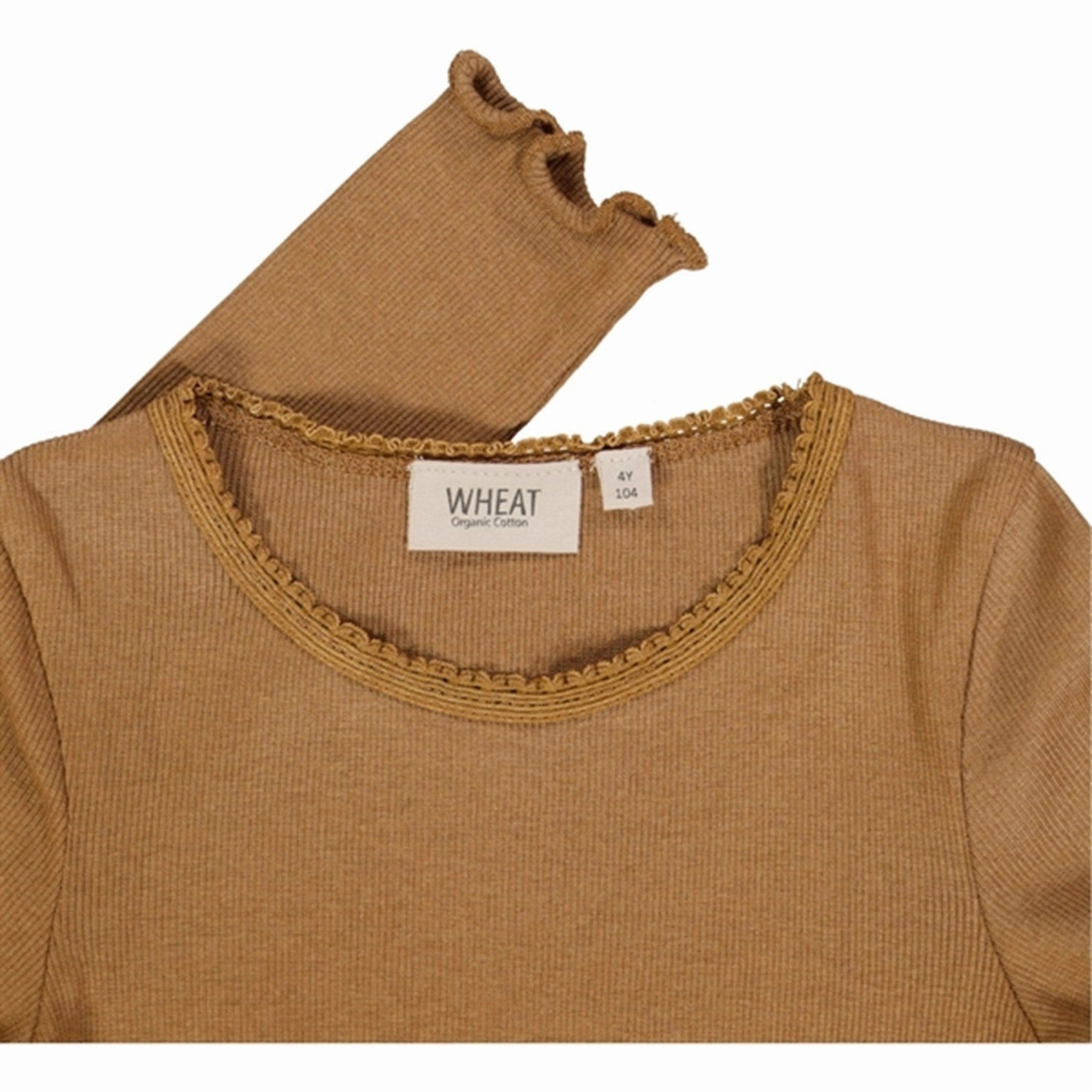 shopping spree slim cut Wheat Caramel Rib Lace Blouse