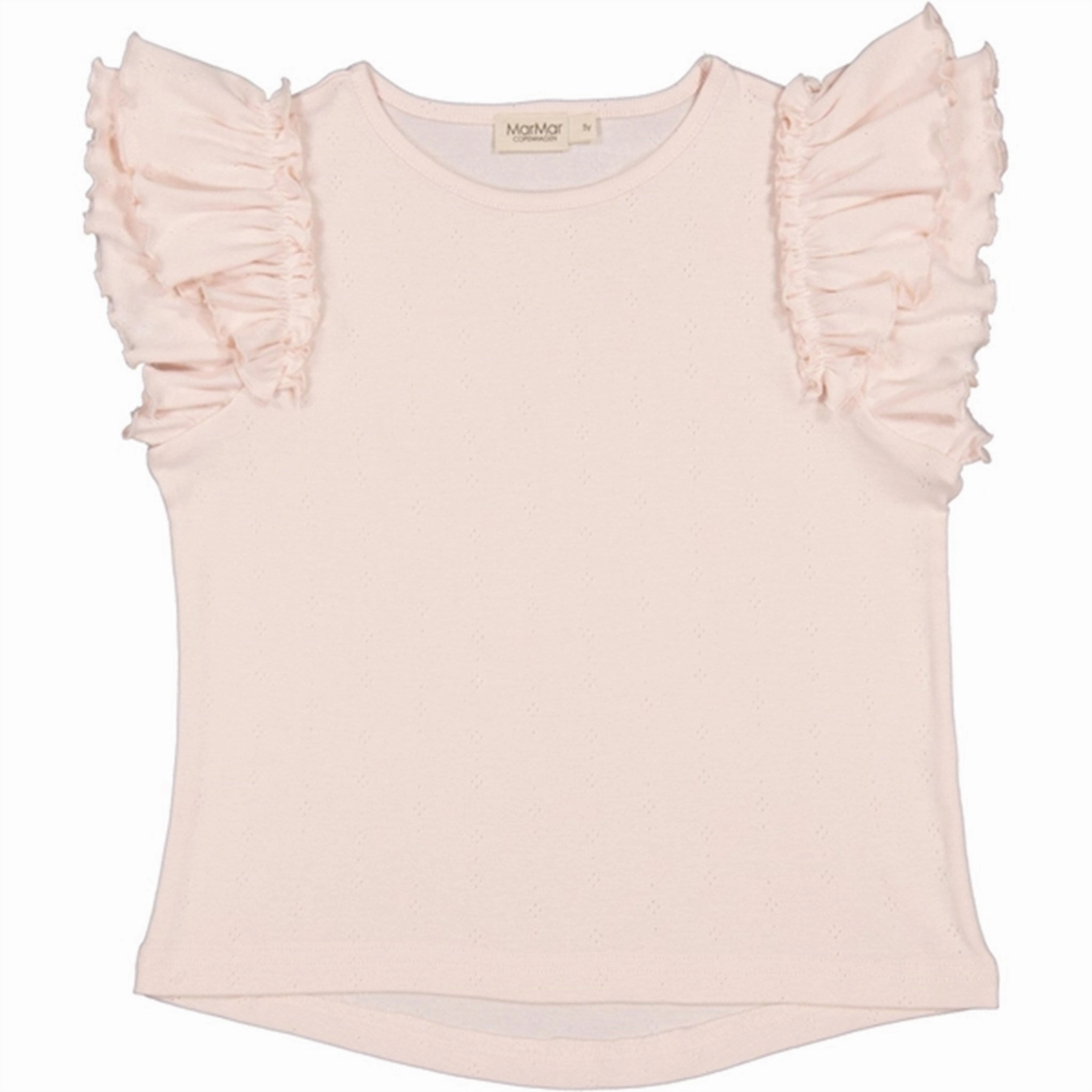 Minimalist Aesthetic MarMar Modal Pointelle Pink Dahlia Tavora Frill T-shirt
