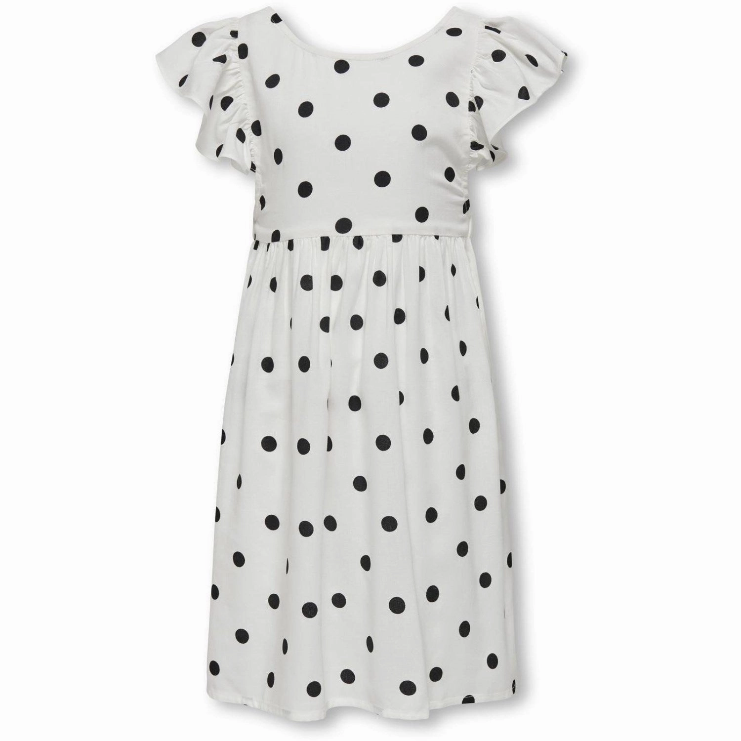 Square Neck kids ONLY Cloud Dancer Black Dot Dotty Detail Dress