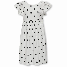 kids ONLY Cloud Dancer Black Dot Dotty Detail Dress Fashion Mix