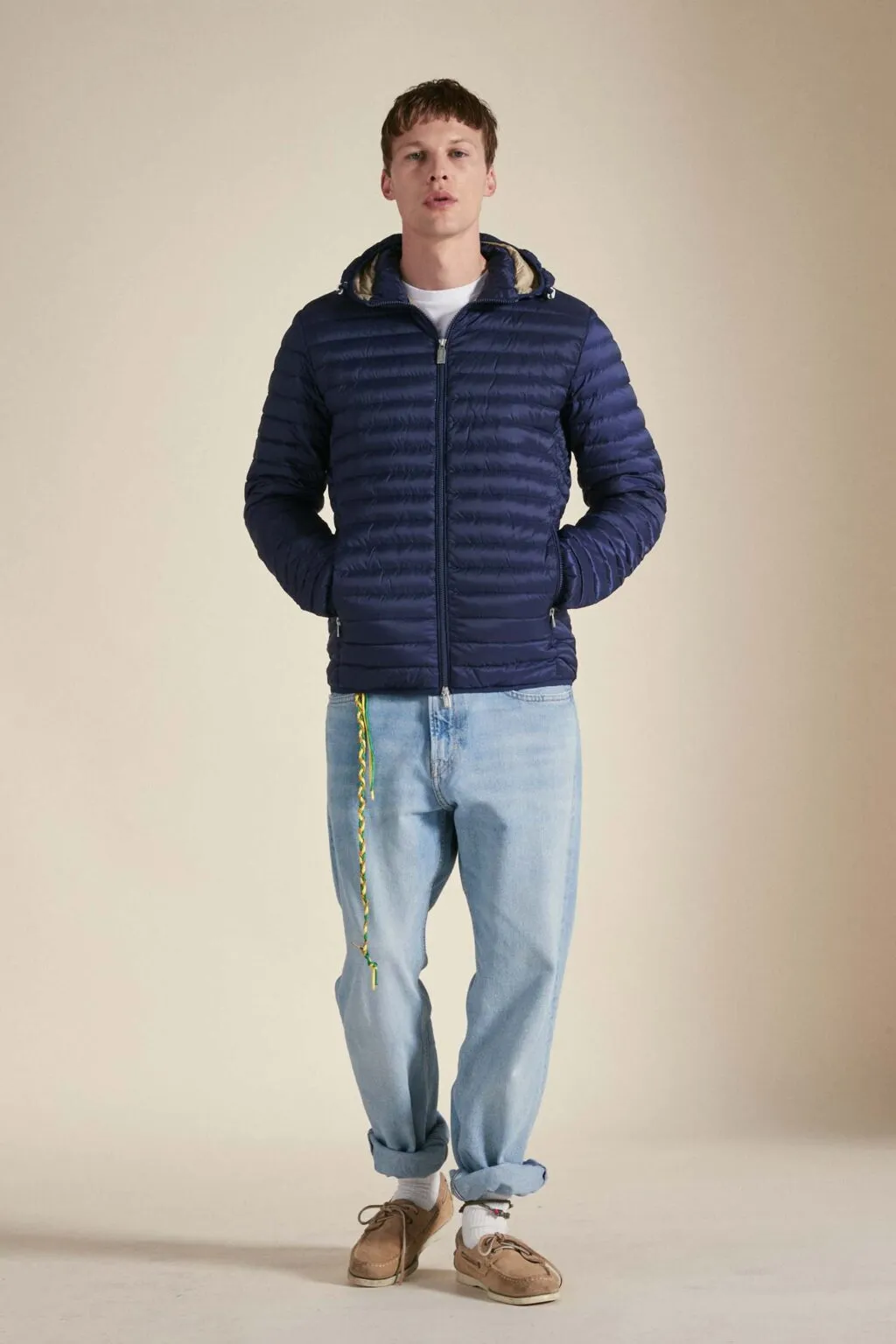 Dive work event Ciesse Piumini giacca con cappuccio da uomo in piuma leggera Larry 245CFMJ00126 blu