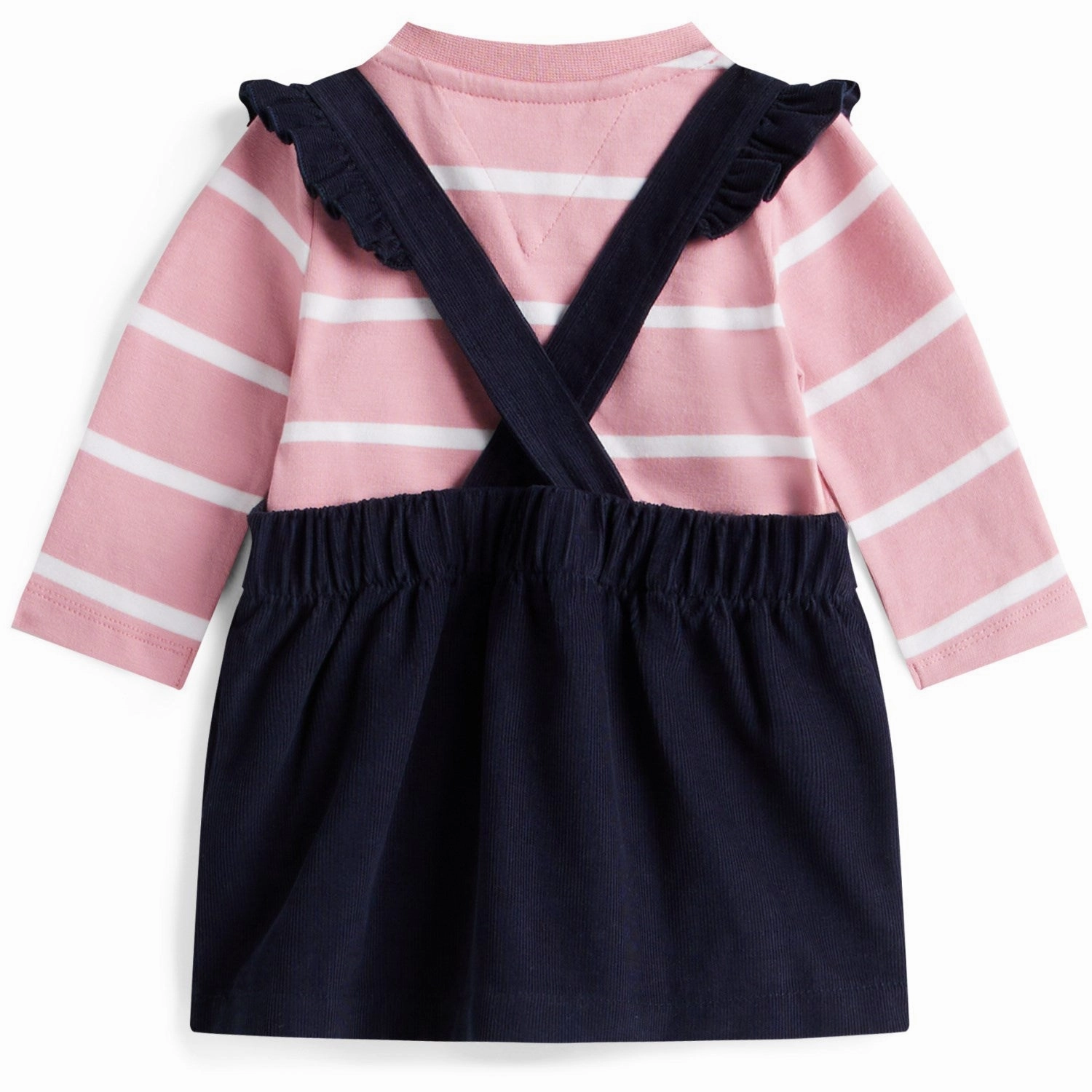 Tommy Hilfiger Dark Night Navy Baby Cord Dungaree Dress Set Korean Trend