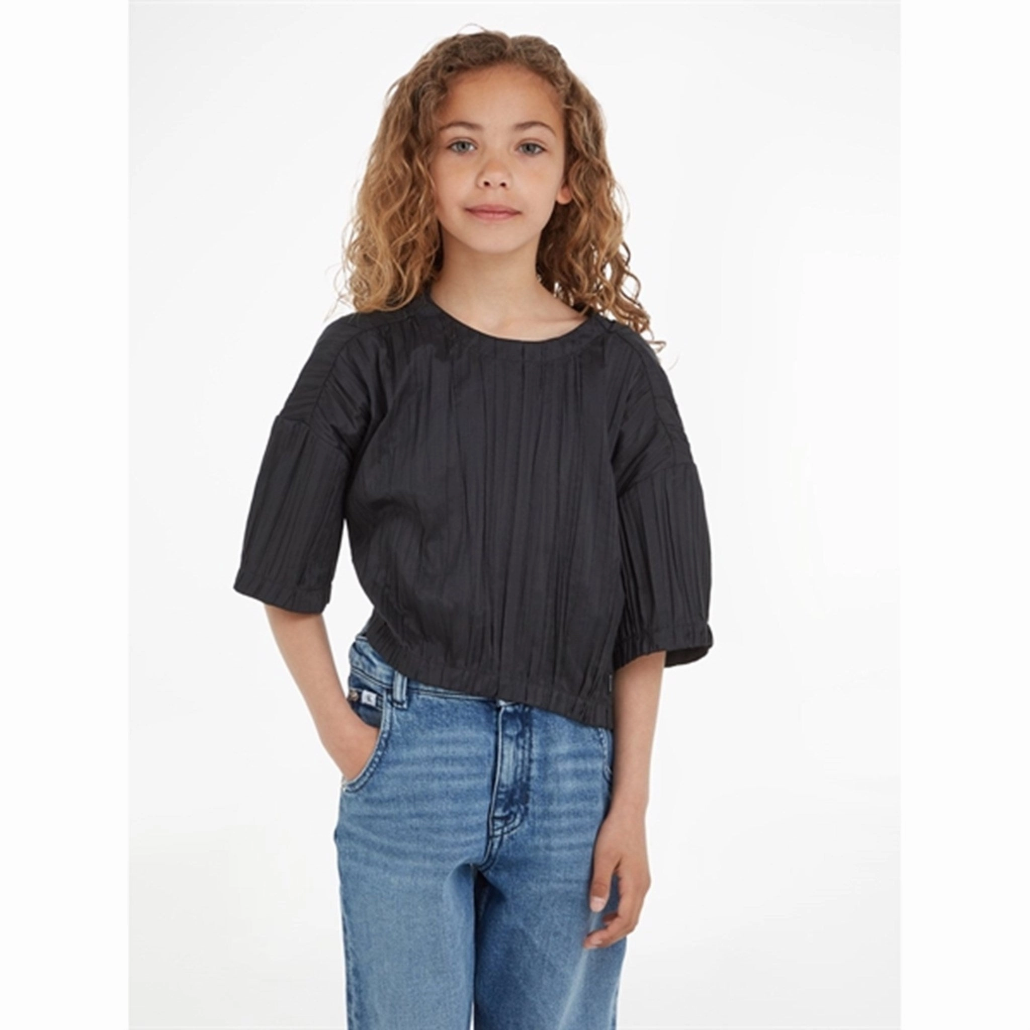 Comfortable And Versatile Calvin Klein Festive Plisse T-Shirt Ck Black