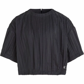 Effortless Style Calvin Klein Festive Plisse T-Shirt Ck Black