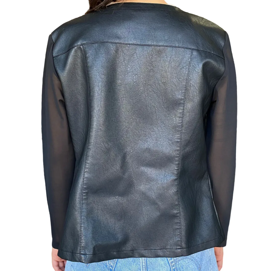 multi-color Griffai giacca Chanel da donna in ecopelle con microrete DGP4605 nero