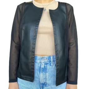 Trendy Outerwear Option Griffai giacca Chanel da donna in ecopelle con microrete DGP4605 nero