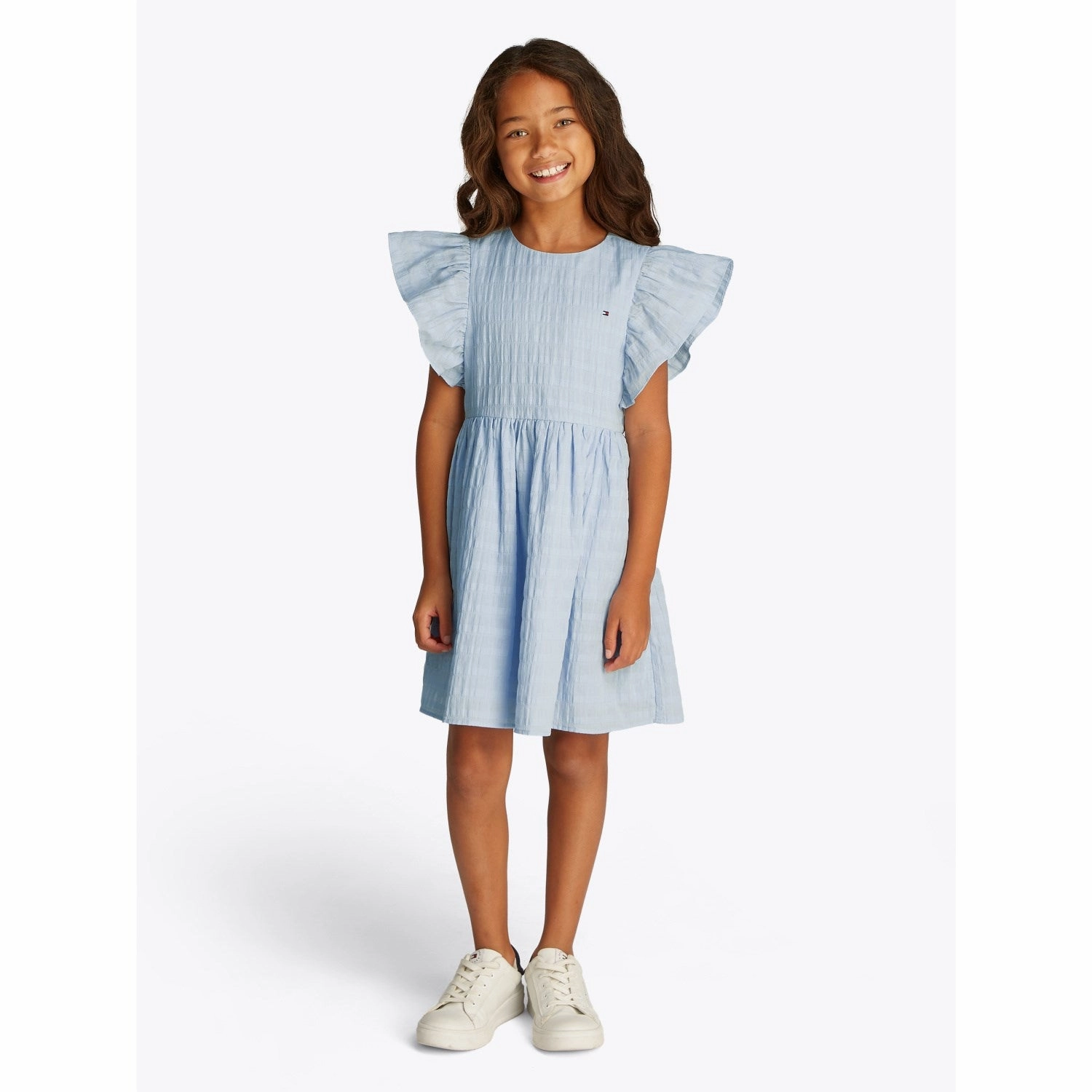 Tommy Hilfiger Breezy Blue Textured Cotton Dress SS Sharp Design