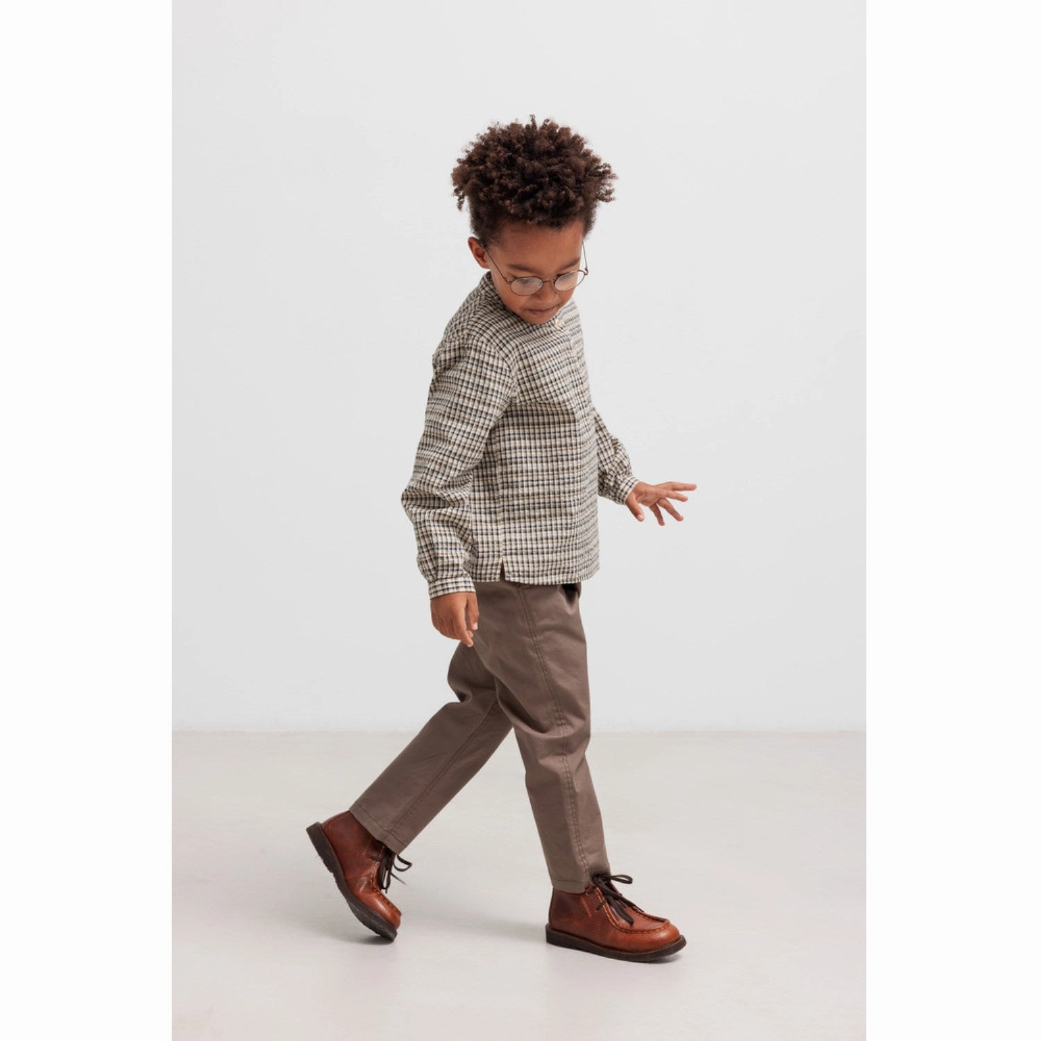 Embellished Neckline MarMar Seersucker Check Pilot Navy Check Tokyo Shirt