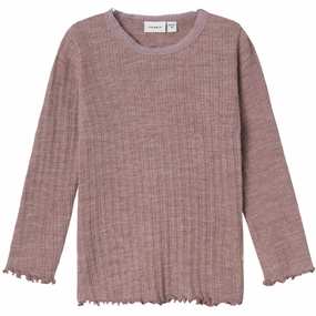 Name It Purple Dove Wossa Wool/Silk Rib Blouse Sheer Panel