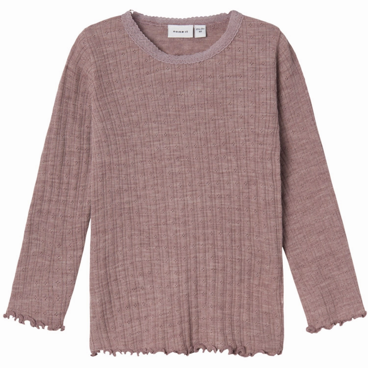 Name It Purple Dove Wossa Wool/Silk Rib Blouse Sheer Panel