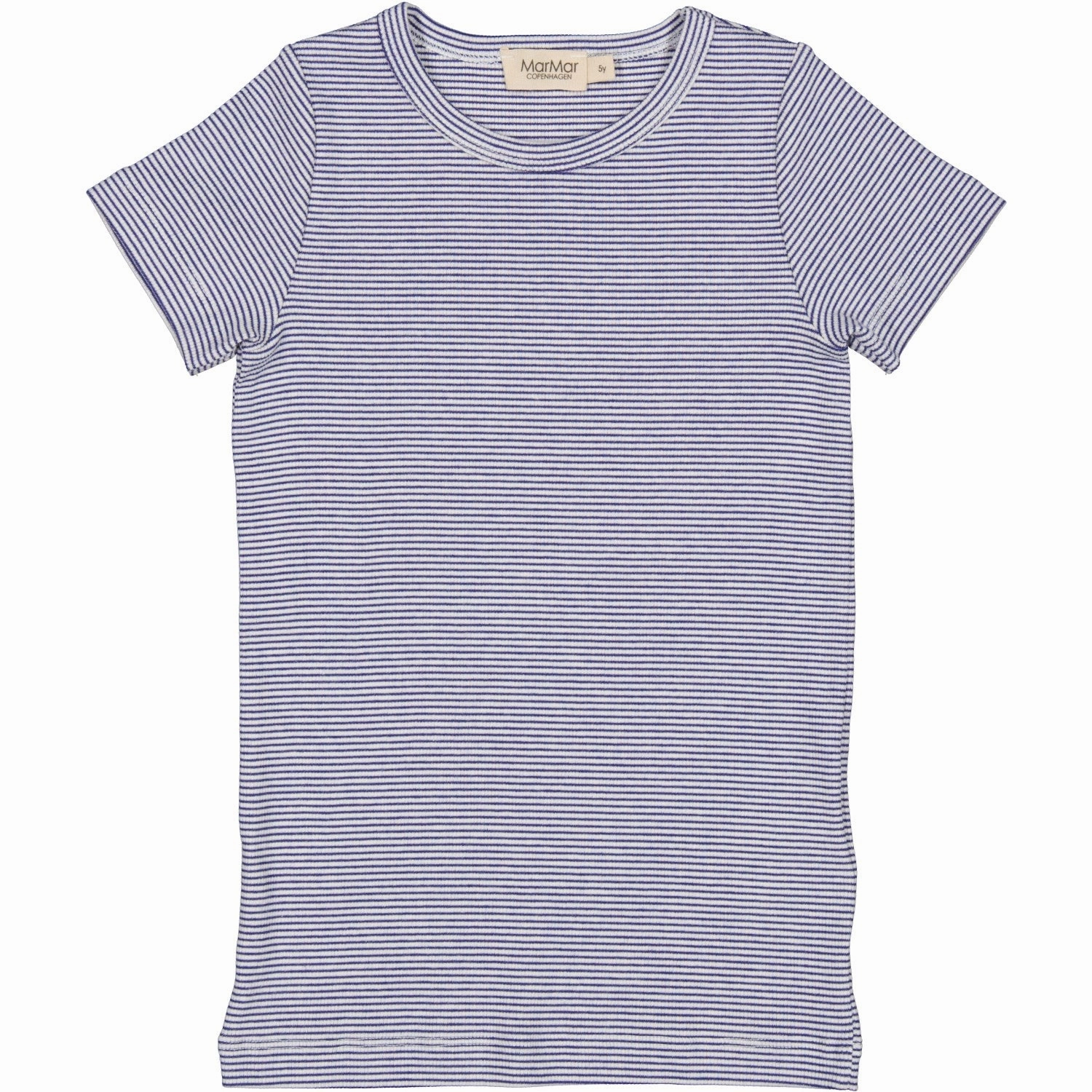 MarMar Modal Fine Rib Blue Stripe Tago T-Shirt Vibrant Prints