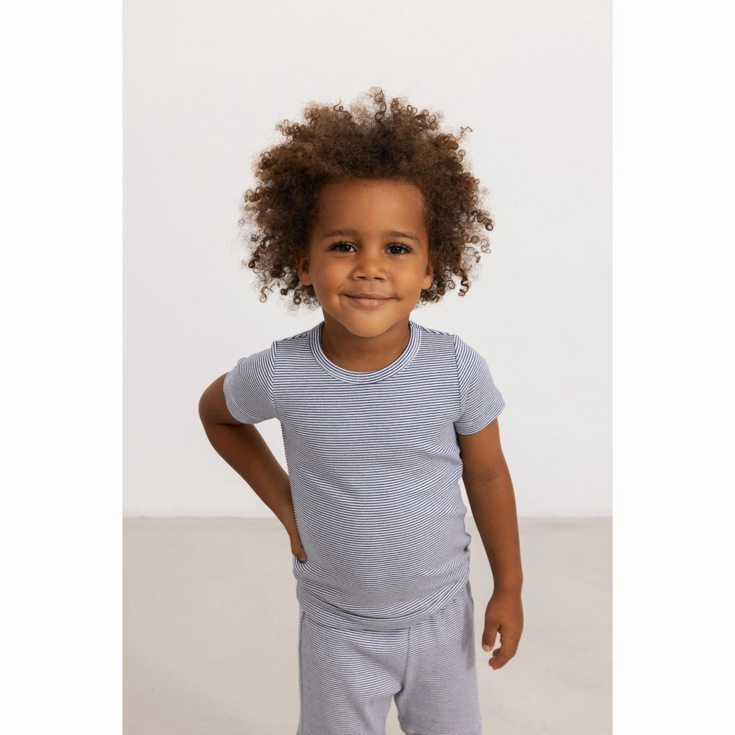 MarMar Modal Fine Rib Blue Stripe Tago T-Shirt Sleek Design Geometric precision