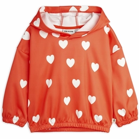 Mini Rodini Red Hearts Wct Hoodie Zippered Front Closure