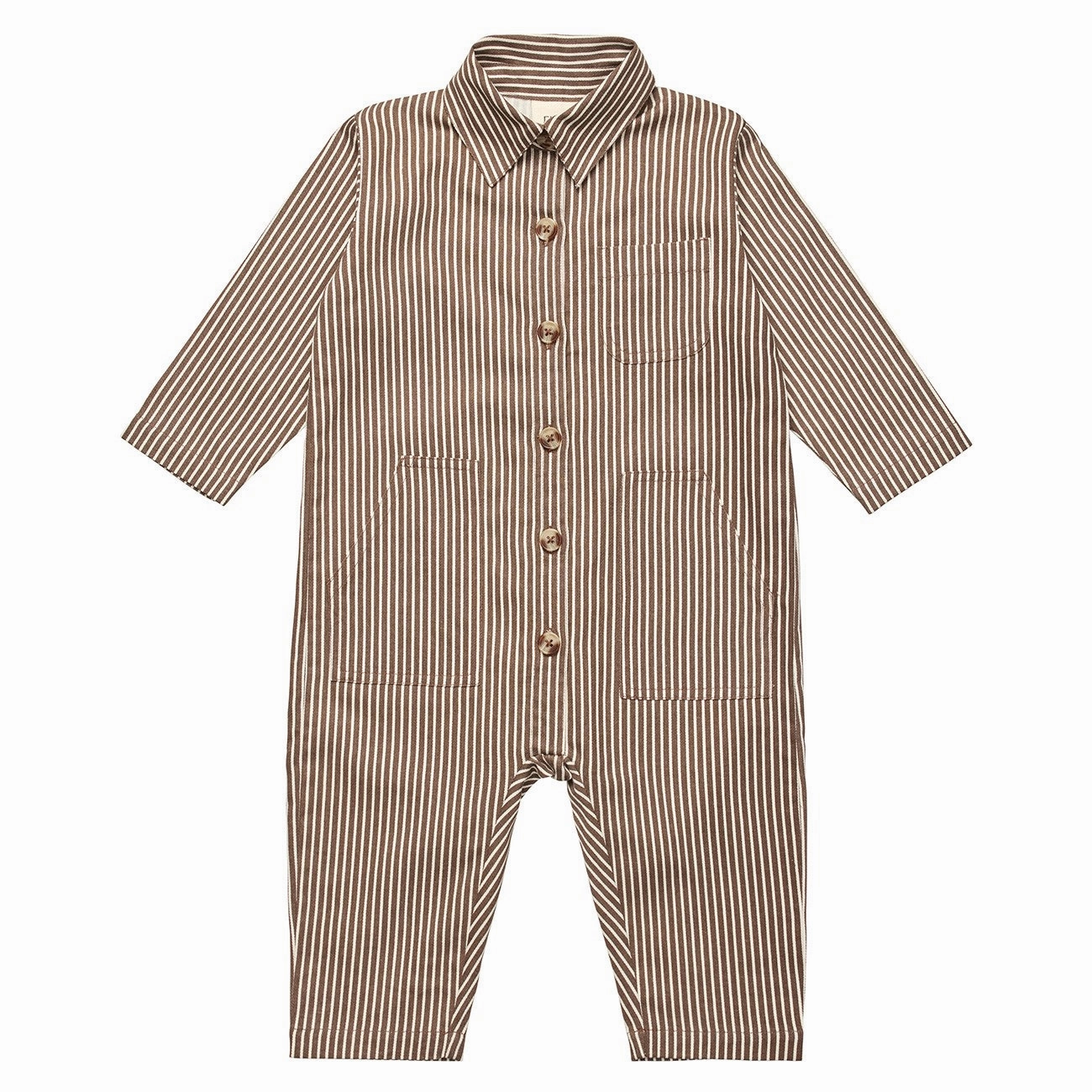 Stretch Couple Fl?ss Roast Brown Stripe Bob Onesie
