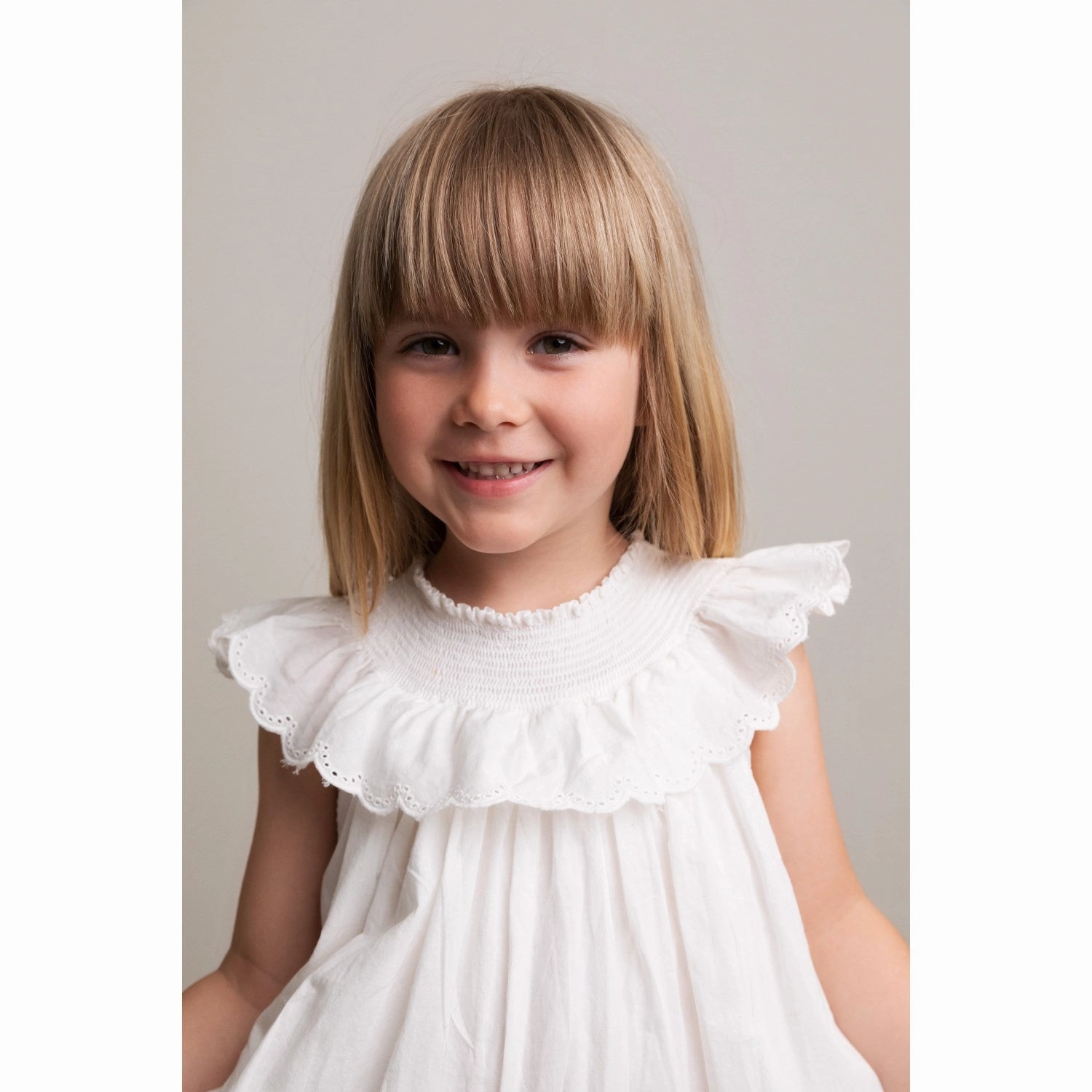 MarMar Broderie Anglaise Cloud Druse Frill Dress Youthful Look Neutral Finish