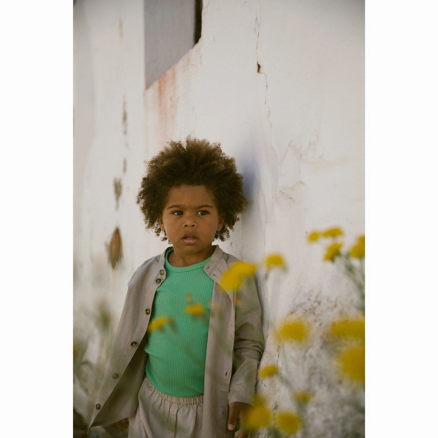 Garment Dyed Technique Cozy and Light MarMar Modal Cale Green Plain T-Shirt