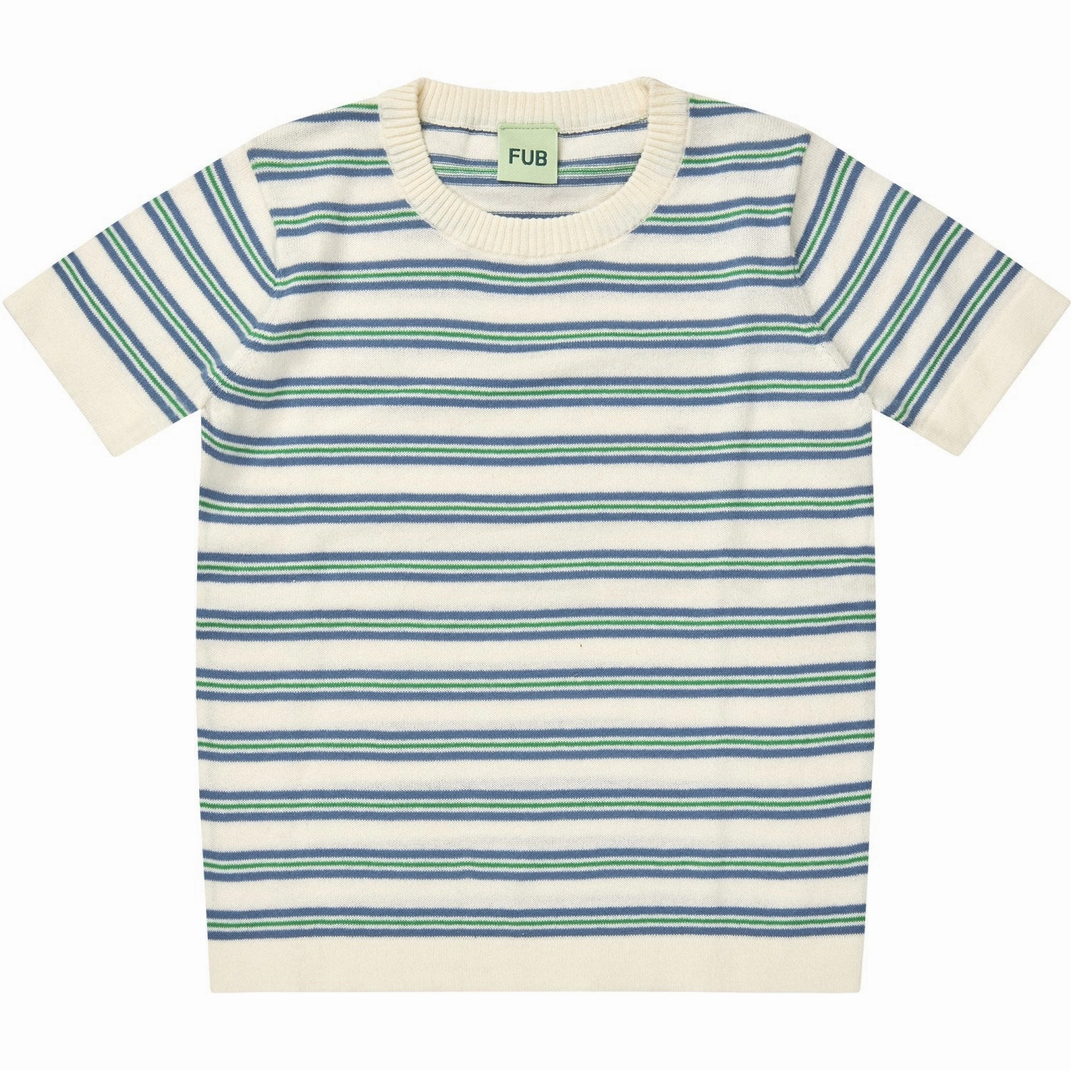 FUB ecru/washed indigo Striped T-Shirt Organic Cotton Blend NonIrritating Fabric