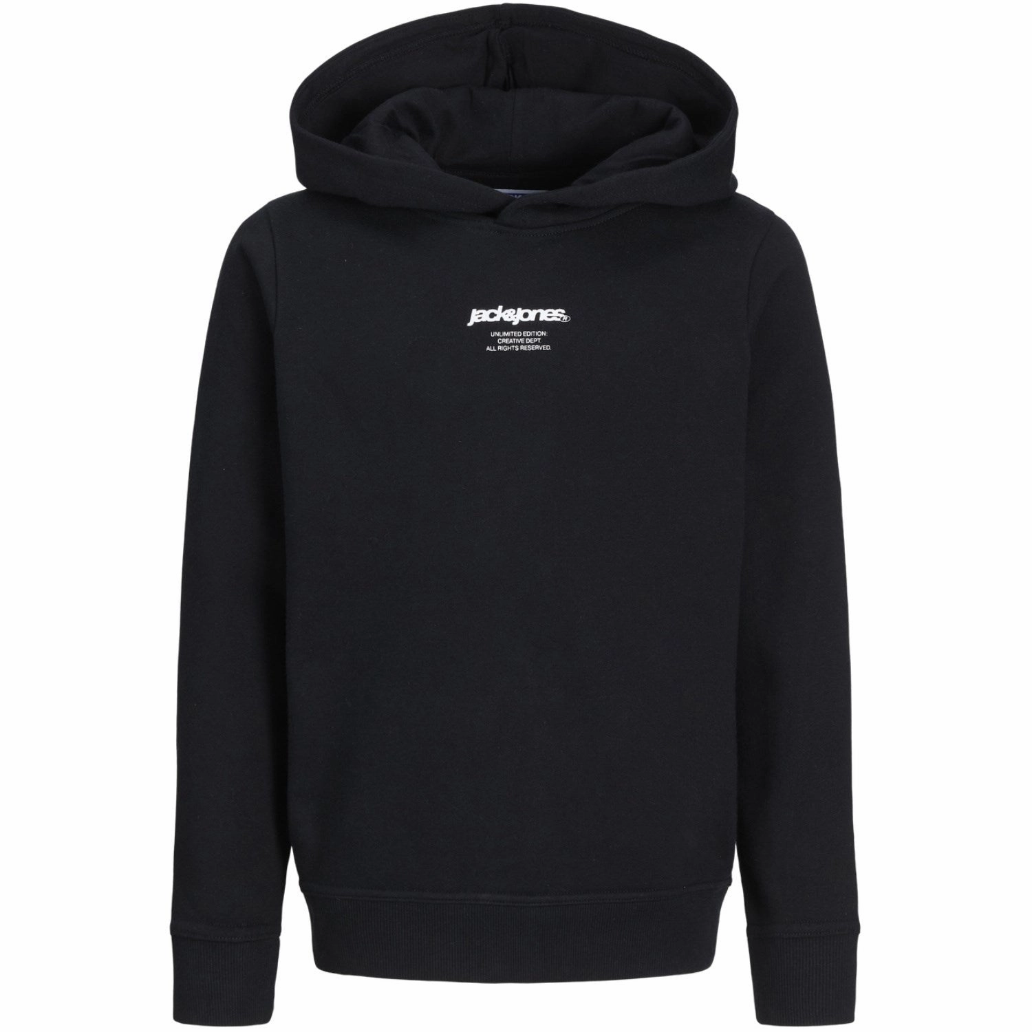 Jack & Jones Junior Black Tarmac Camo Back Print Hoodie Drawcord Hem