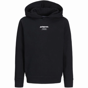 Jack & Jones Junior Black Tarmac Camo Back Print Hoodie Graphic Ready Fabric High-Quality Fabric