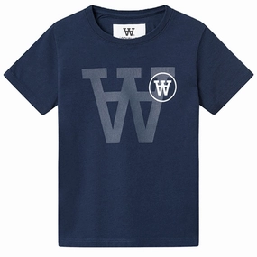 Wood Wood Navy Ola Tonal Logo T-shirt Summer Wear