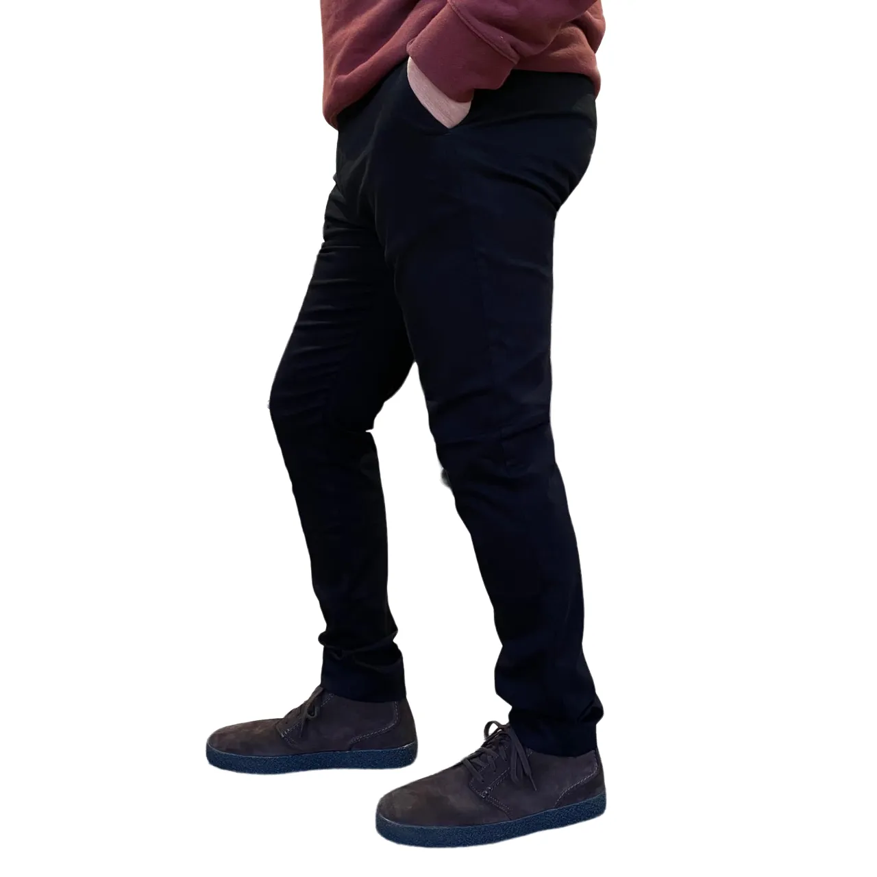 Hamaki-ho pantalone chinos da uomo slim fit in gabardina PSI1726H nero Comfort Design