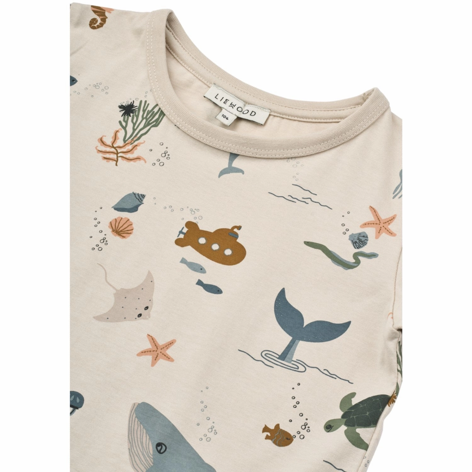 Double Stitched Hem LIEWOOD Sea Creature / Sandy Apia Printed Shortsleeve T-Shirt