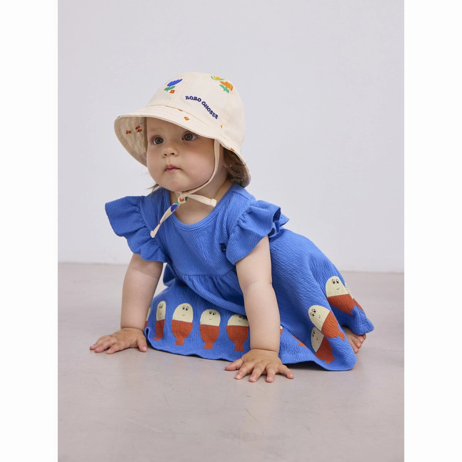 Bobo Choses Blue Morning Egg Ruffle Dress effortless grace