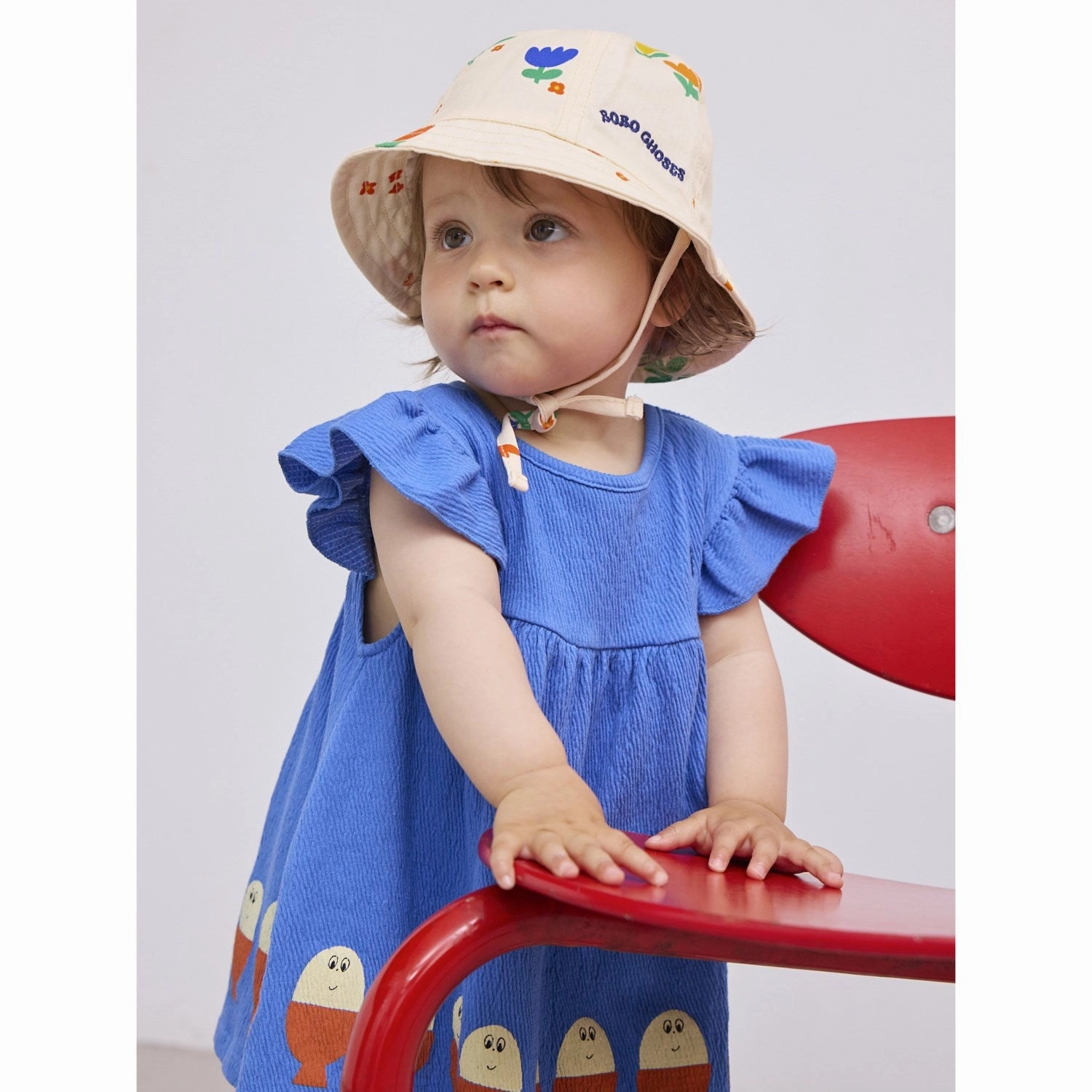 Bobo Choses Blue Morning Egg Ruffle Dress Cozy Cut